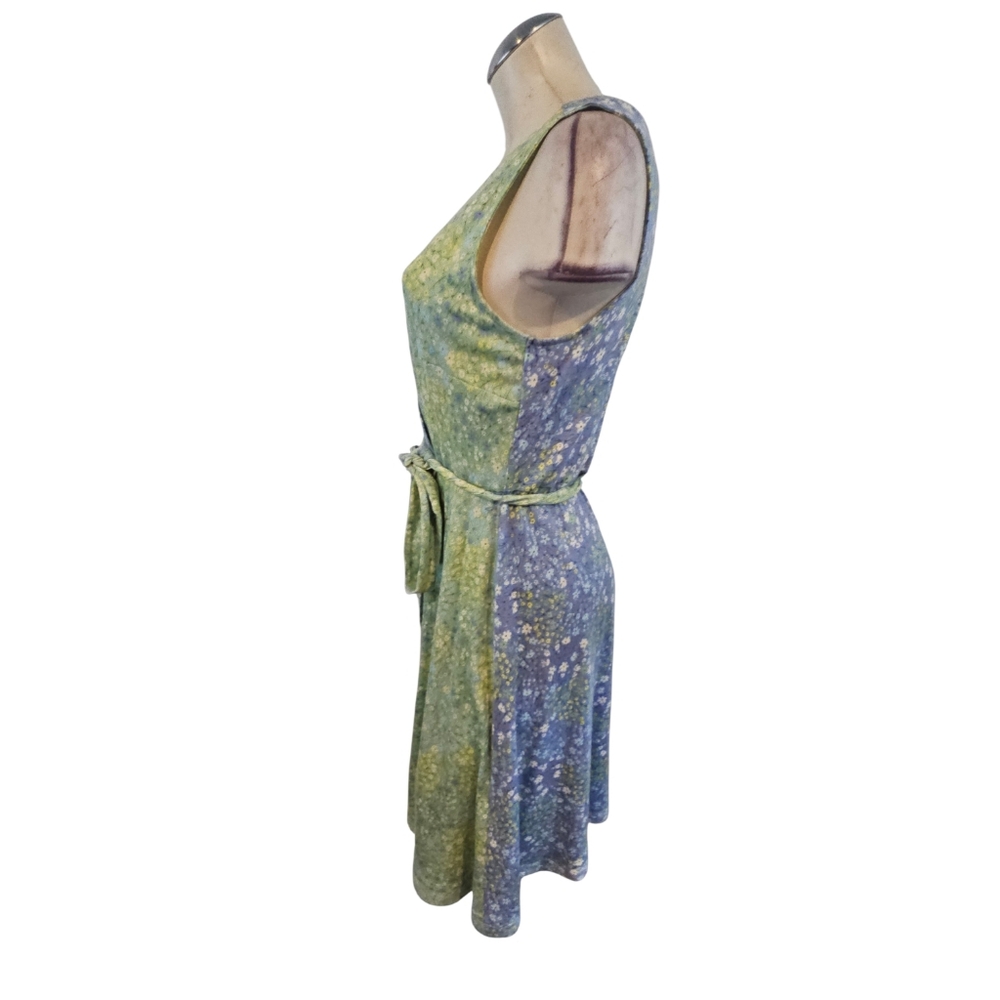 Isaac Mizrahi Live Size SP Floral Mock Wrap Dress in Blue and Green Floral - Picture 4 of 8